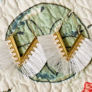 Gold Feathered Fringe Earrings